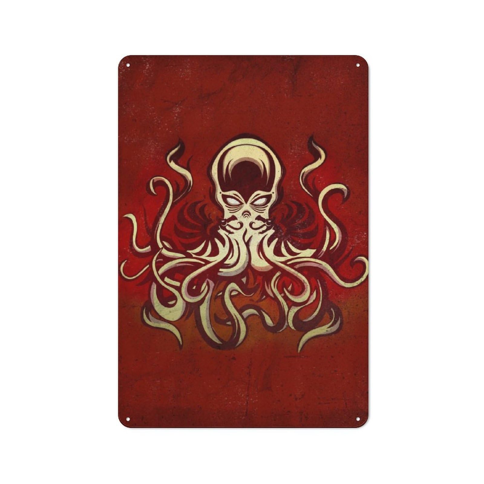 Junmoney Cthulhu In The Dark Tin Sign 30X20cm For Pub Or Café, Vintage Wall Decor, For Café Interior Fans, For Retro Home Interiors