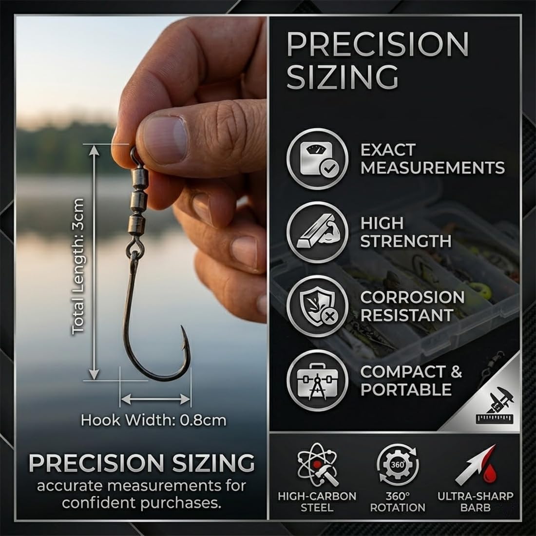 10 Pièces Rotate Fishing Rig Hooks, Hameçons Pivotants pour la Pêche à la Truite, Hameçons Rotatifs pour la Truite, Émerillons Parfaits pour la Pêche en Mer et en Eau Douce,hamecon truite