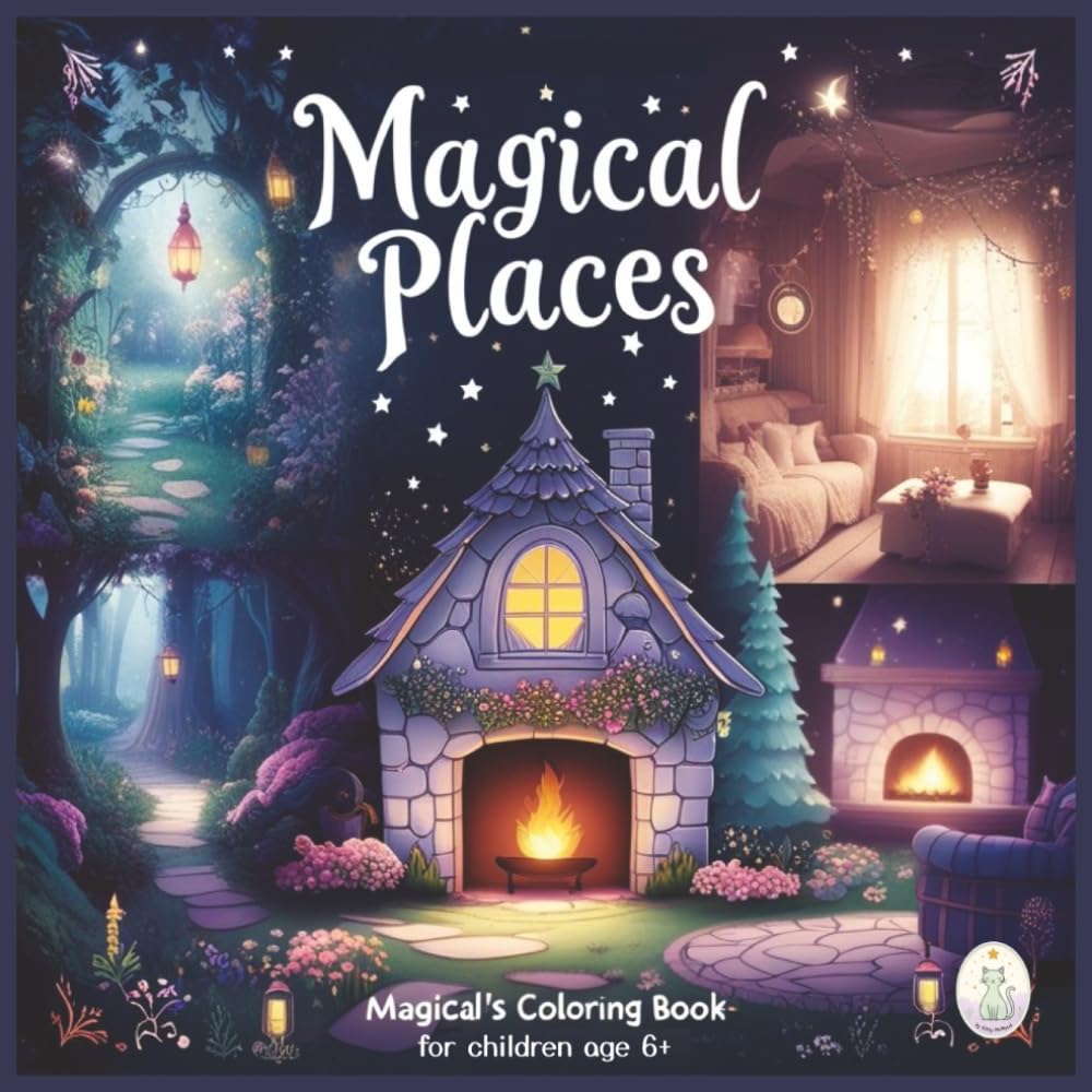 Magical Places - coloring book for children age 6+: 50 magical and cozy places to color