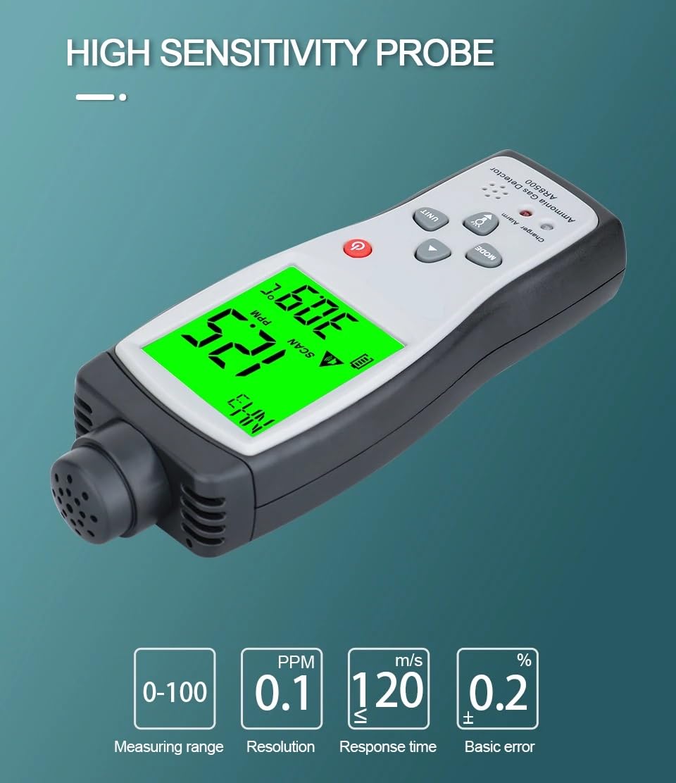 SMART SENSOR Handheld Ammonia Gas Detector Digital NH³ Gas Tester 0 100ppm Ammonia Gas Meter With Large Lcd Display I5251060289 - View #7