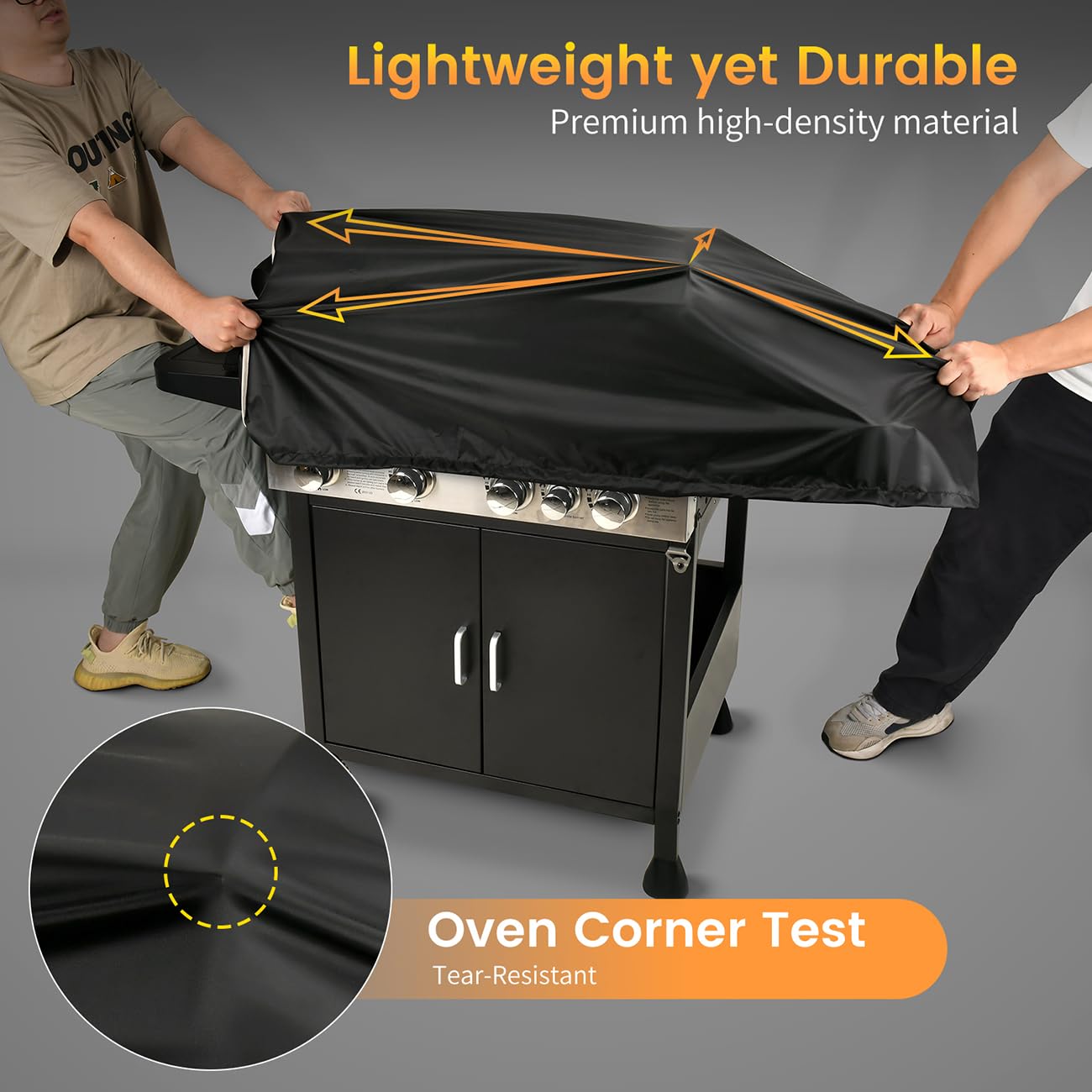 Copertura per barbecue a gas, impermeabile, anti-UV, antistrappo, resistente allo sbiadimento, resistente, 182,9 x 66 x 129,5 cm (larghezza x profondità x altezza), colore: nero