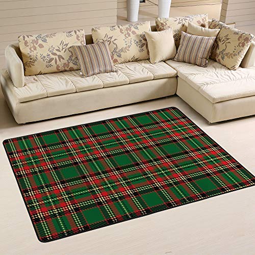 Tapis de Noël écossais vert Ruchen grand format aux finitions soignées