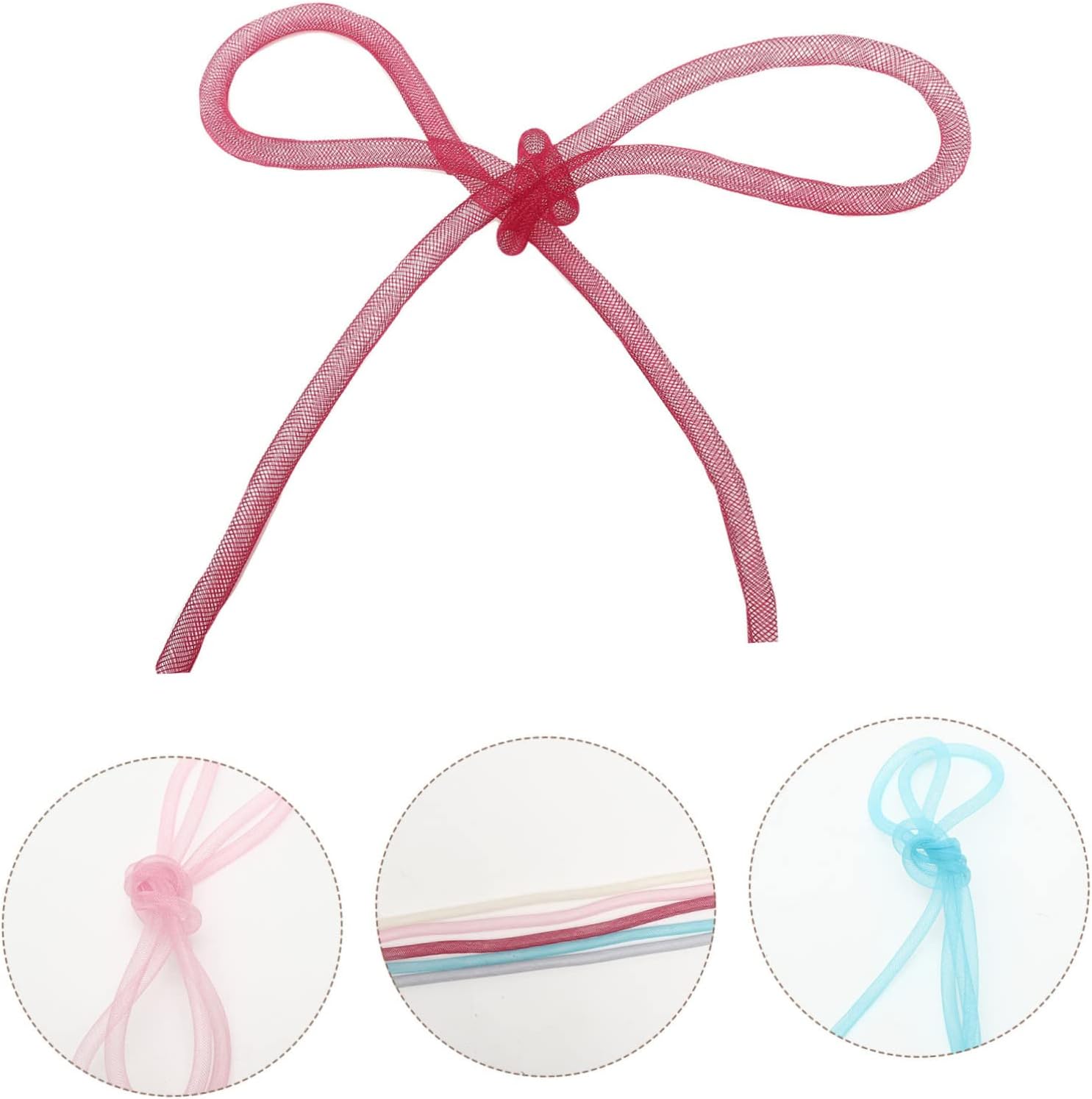 DOITOOL 5pcs Decorative Mesh Tubing for Crafts Braid Mesh Tubing Grey for Hair Accessories Bows and Party Decorations