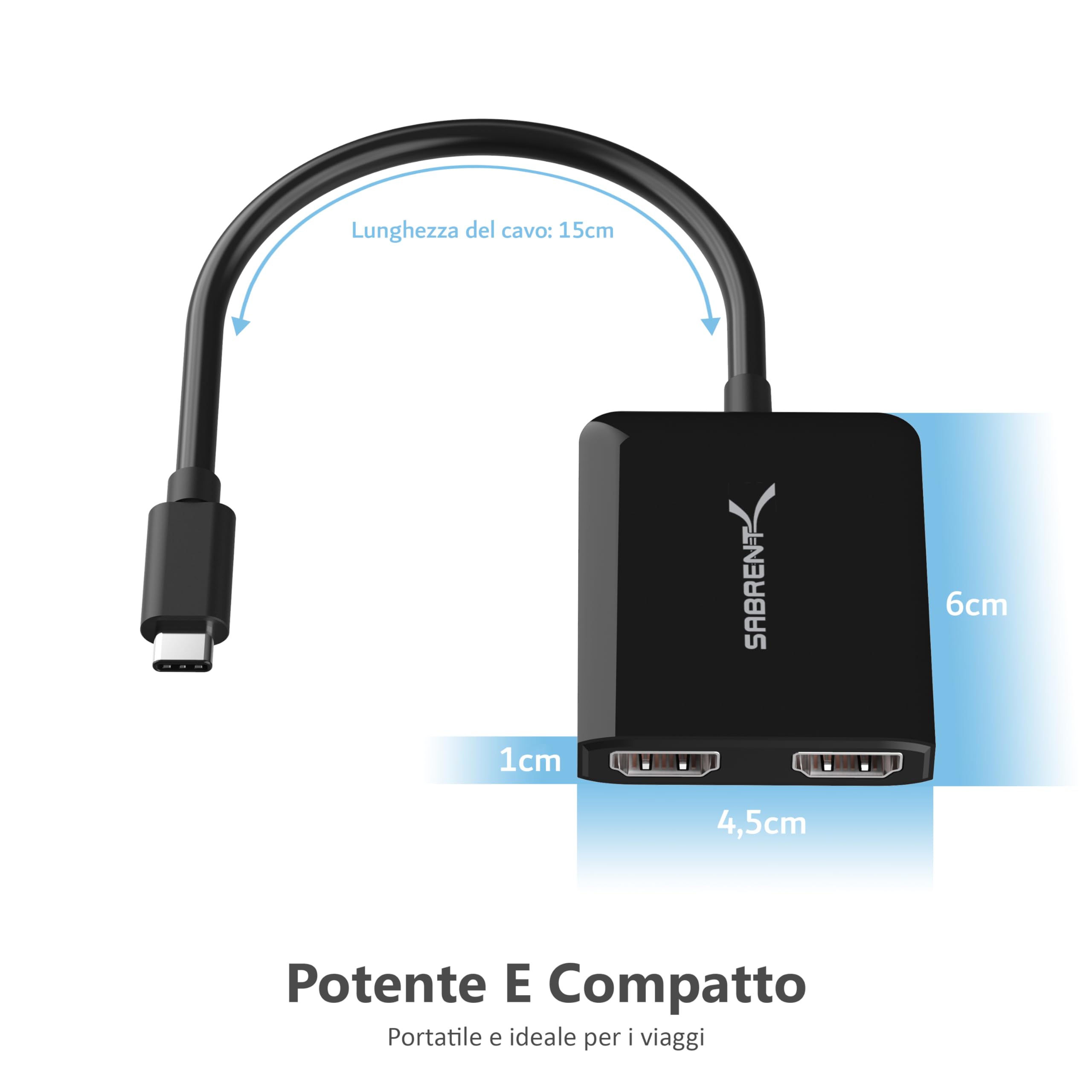 SABRENT Adattatore da USB Tipo C a Doppio HDMI [Compatibile Solo con i Sistemi Windows] (DA-UCDH)