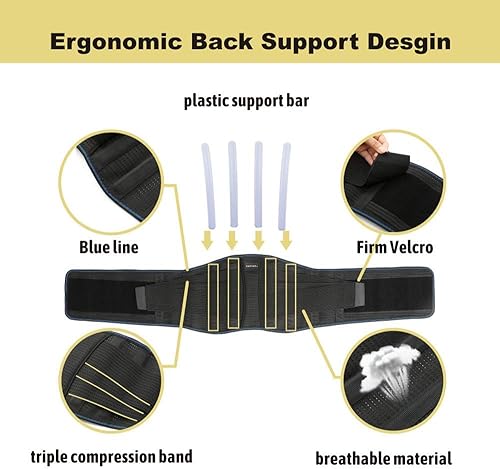 Miniatura 5 de Soporte de espalda para dolor de espalda baja - Alivio de la ciática - Cinturón de soporte lumbar para levantamiento para hombres y mujeres (XXL)