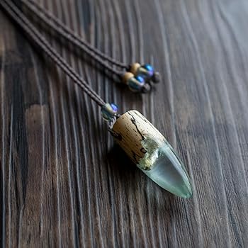 Amazon | [Freaky Hands] ウッドレジンネックレス ブルー 青 海 マリン