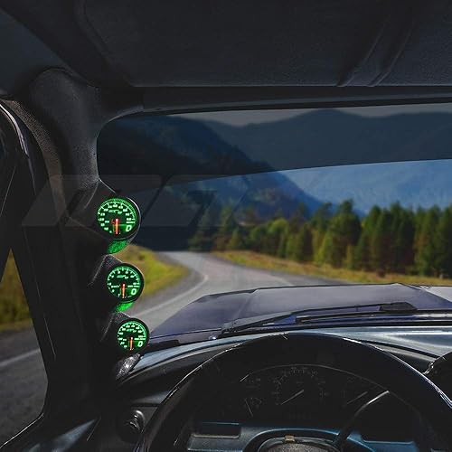 Miniatura 2 de MaxTow Paquete de medidor diésel compatible con Ford F-250 F-350 7.3L Power Stroke 1992-1997 - Negro y verde 60 PSI Boost, pirómetro de 1500F EGT y