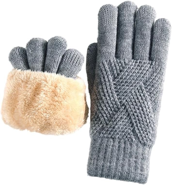 Double Layer Gloves with Touch Screens Fingertips for Women Winter Sports Hiking Cycling Cold Weather