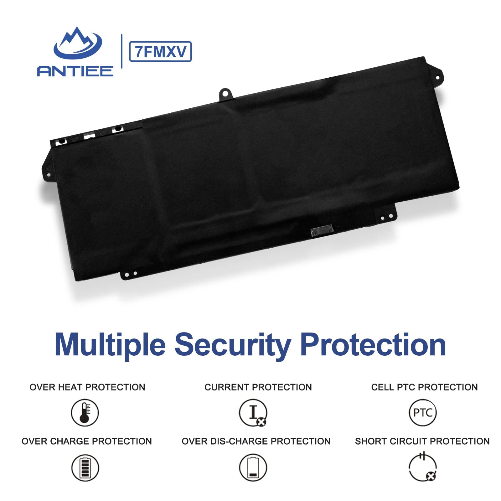 ANTIEE 63Wh 7FMXV Laptop Batería Replacement pour DELL Latitude 5320 7320 7420 7520 13 5320(2-in-1) Series TN2GY 0TN2GY 9JM71 4M1JN 1PP63 727CG HDGJ8 0HDGJ8 MHR4G CN-0727CG CN-0TN2GY 15.2V 4Cell