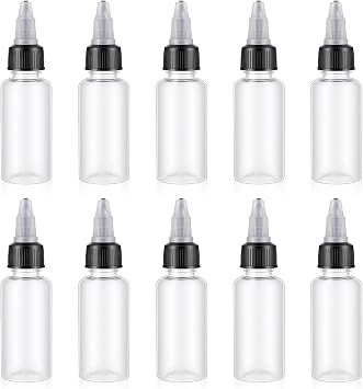 10PCS 1oz Plastic Squeeze Bottles with Twist Cap Clear Dispensing Bottles Extruded Liquid Bottle Empty Squirt Bottle for Laboratory, Tattoo Ink, Pigment, Sauce and Crafts