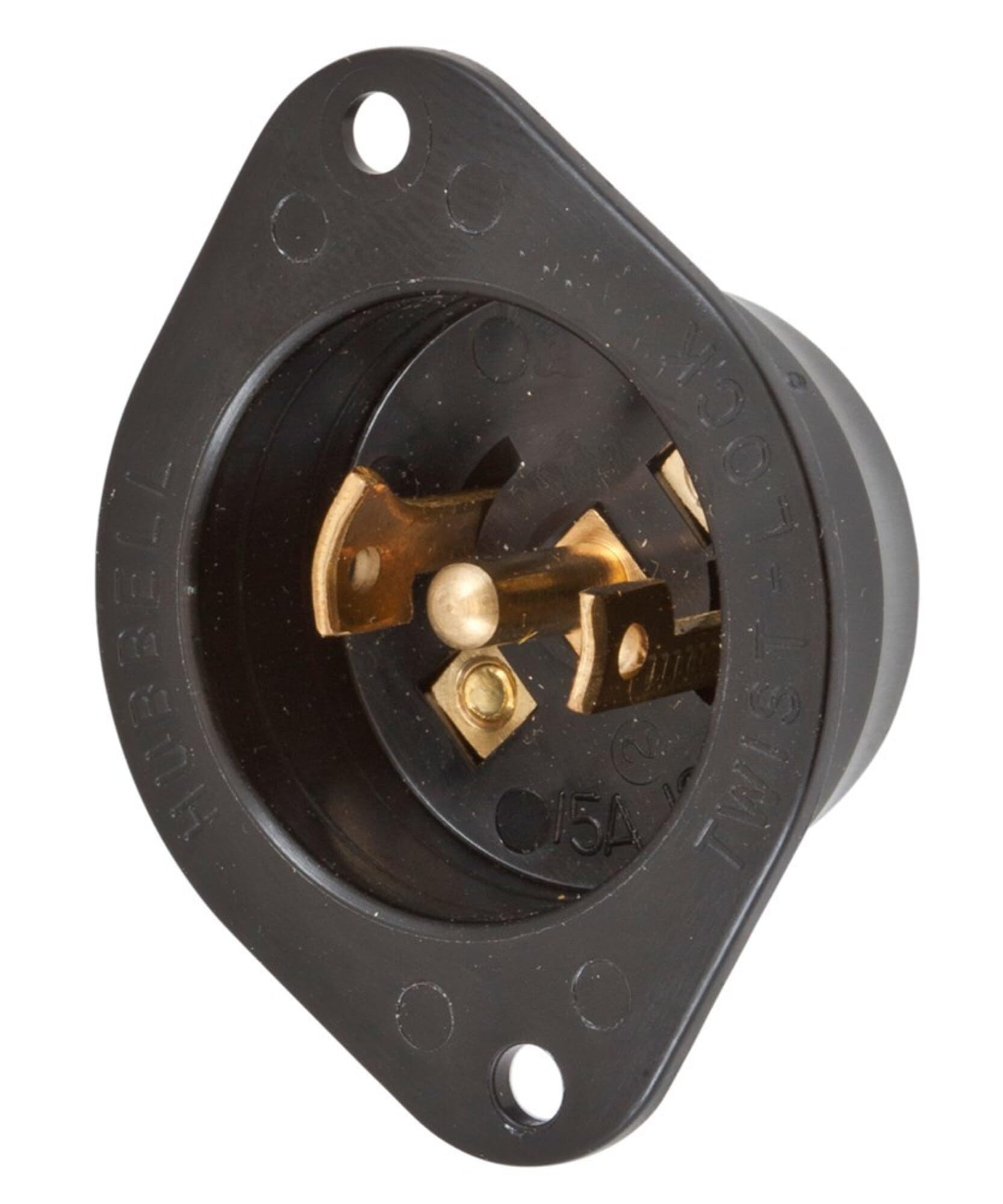 Hubbell HBL7486N Locking Flanged Inlet, Midget, 15 amp, 125/250V, Ml-3P