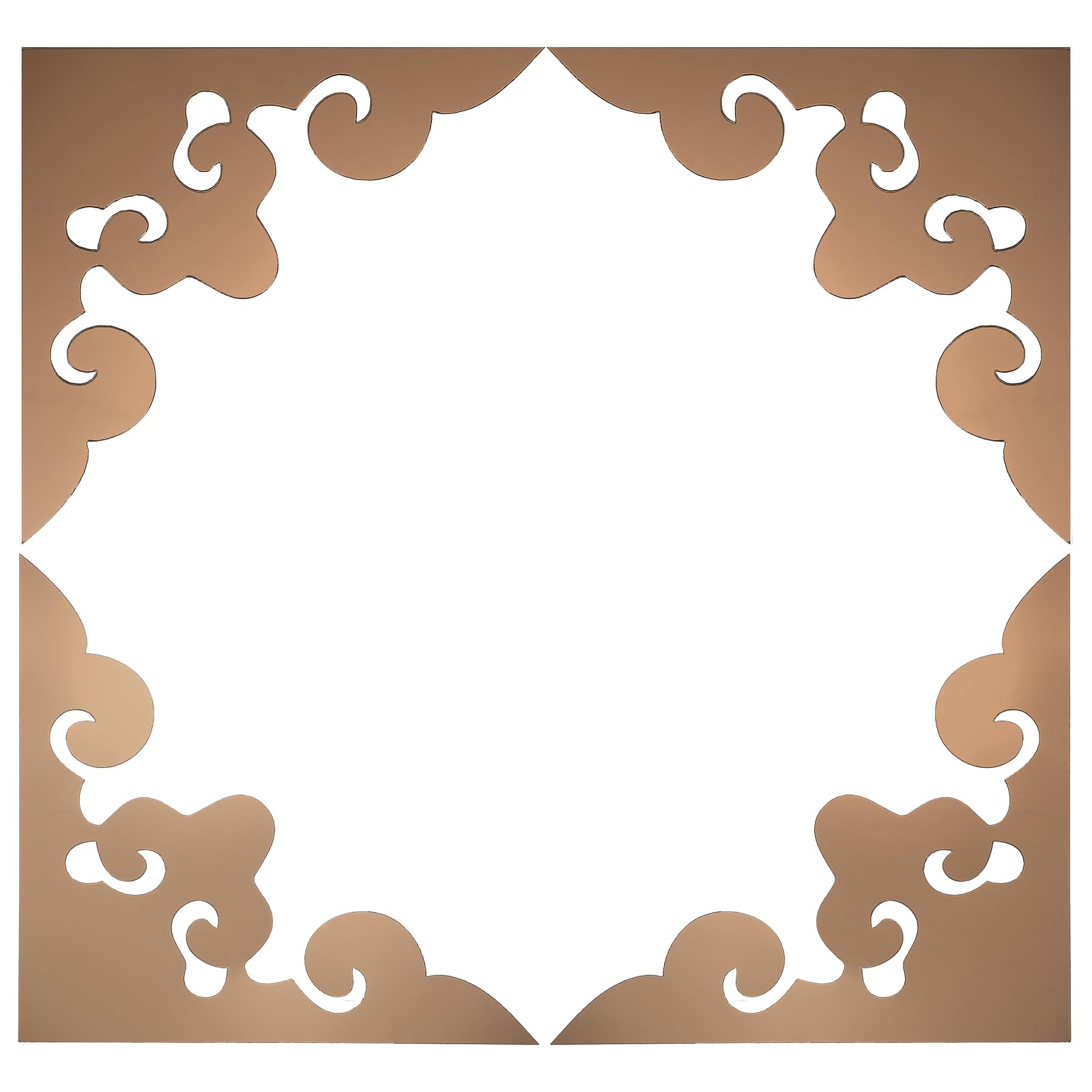 sourcing map 4 Pcs Hollow Mirror Wall Stickers, Acrylic Corner Decorative Pattern Decals Self Adhesive Mirror Stickers for Bathroom Living Room Bedroom Ceiling Office (Brown, 7.9x7.9)