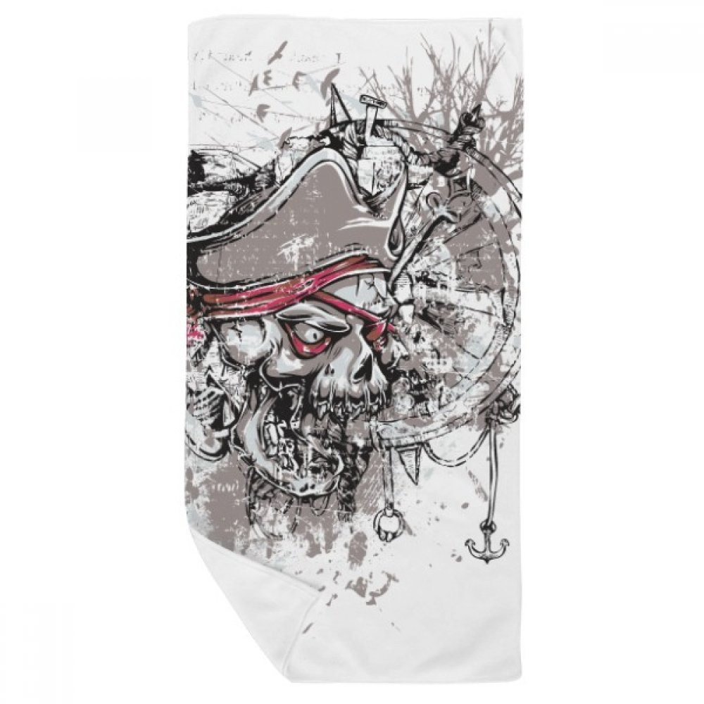 Serviette de bain motif crâne et gouvernail pour le sport et voyage