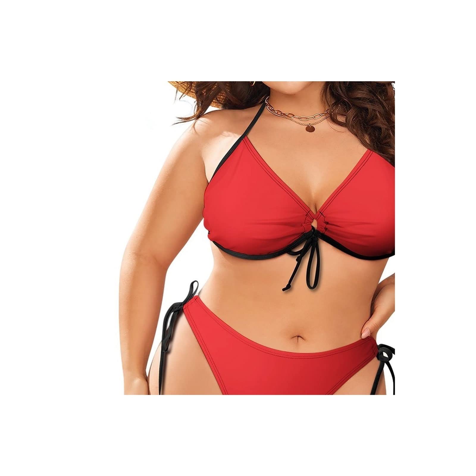ZOIKOMZOIKOM Swimwear, Bikinis Sexy Bikini Plus Size Two Piece Swimsuit Bathing Suit Women Swim Wear Red Yellow Colors (Color : Hortel�, Size : 4XL)