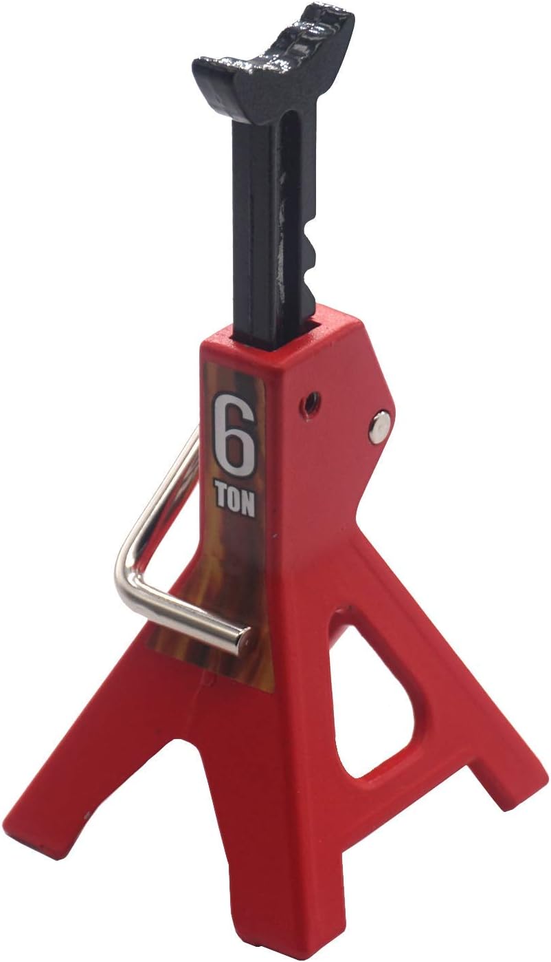 ShareGoo 1/10 RC Scale Model Car Metal 6 Ton RC Car Simulation Jack Stands Lifting Compatible with Traxxas TRX-4 Axial SCX10 Wraith Tamiya CC01 RC4WD D90 1/10 RC Crawler Truck,Red…