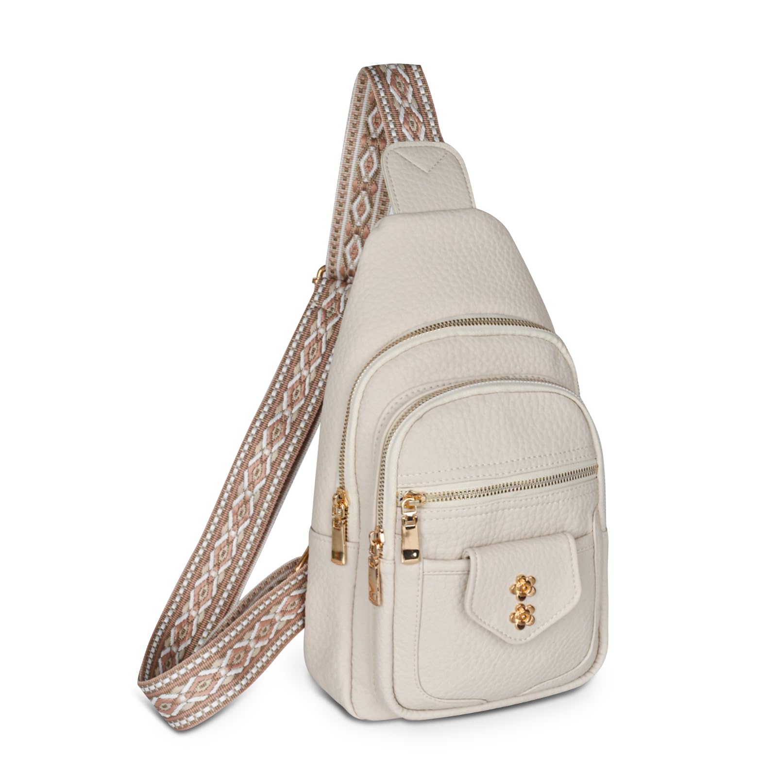 Relang Sling Bag for Women Crossbody, Leather Cross Body Fanny Packs for Women, Trendy Chest Bag for Travel and Daily Use