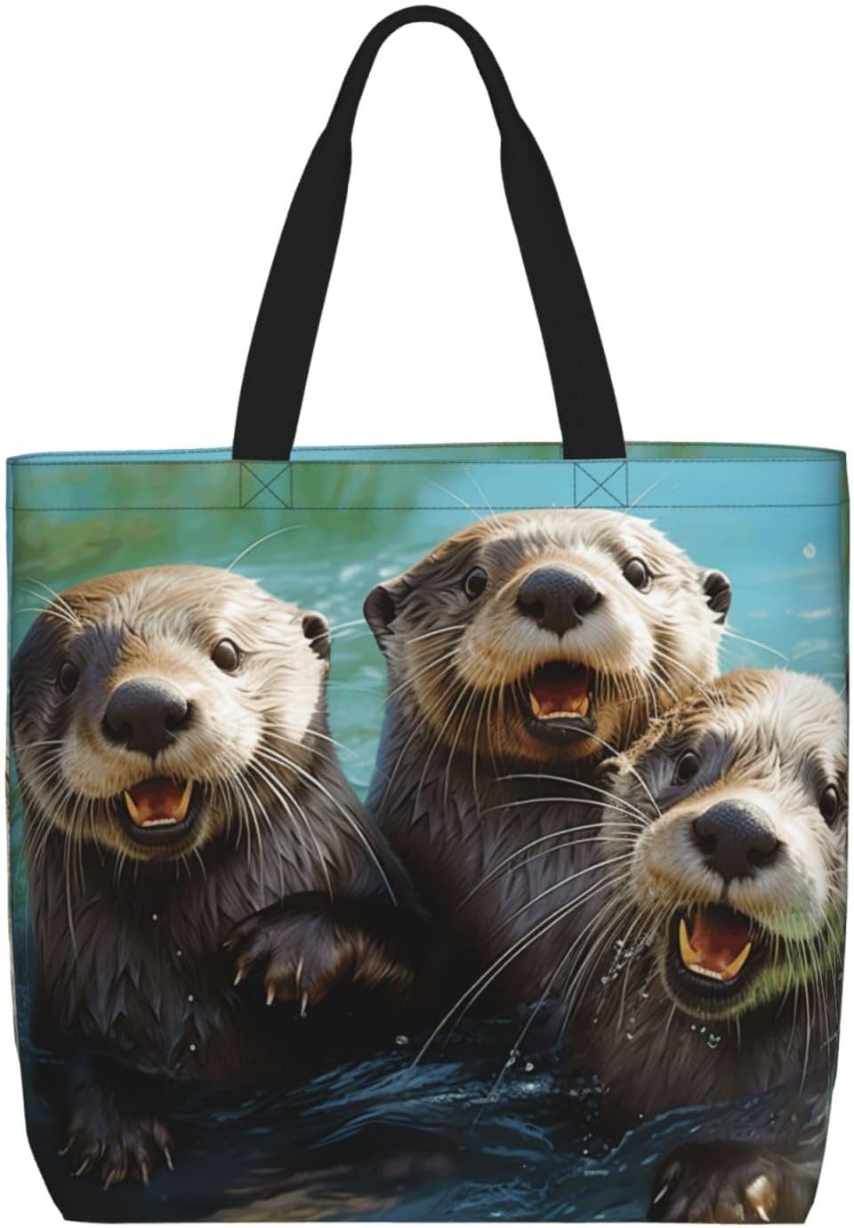Cute Otter Print Eco-Friendly Tote Lightweight Grocery Bag Daily Commuting Travel Beach Gym Use