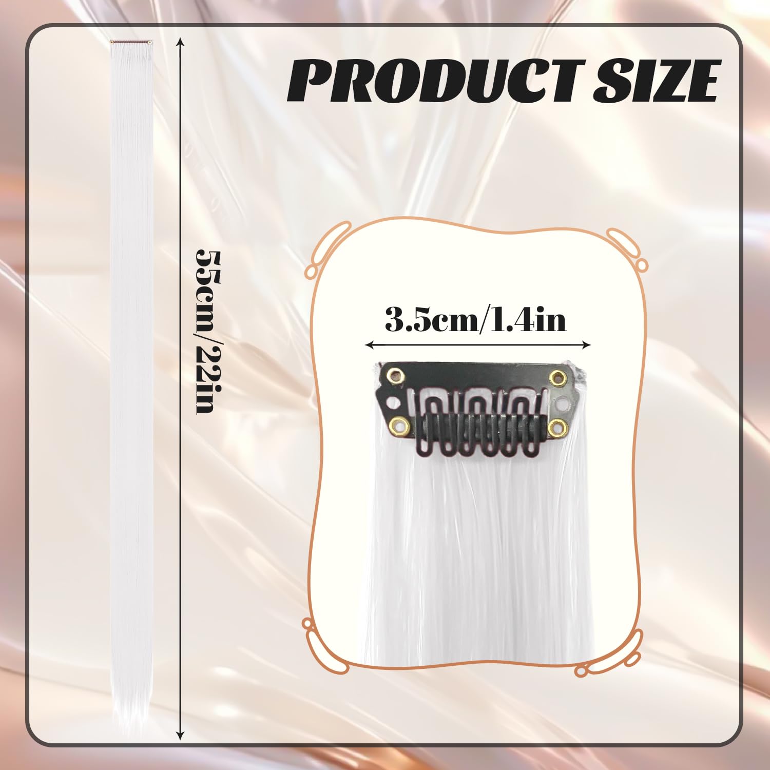 10 Pcs Hair Extensions, White, 22 inch - Image 2