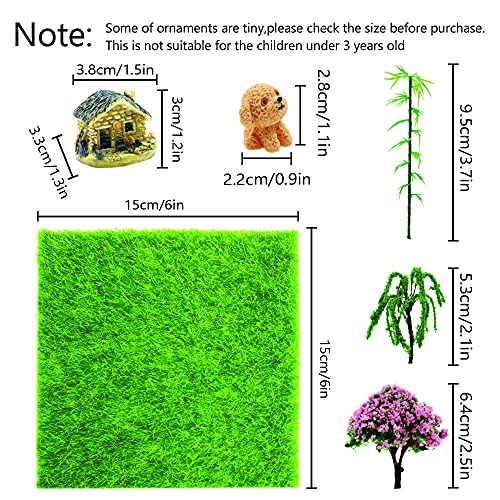 21Pcs Miniature Fairy Garden Accessories Set, Micro Landscape Resin Ornaments, Included Stone House, Mini Animal Dogs, Trees And Artificial Grass 6 X 6, For Plant Pots Decor Craft Diy #TOP6