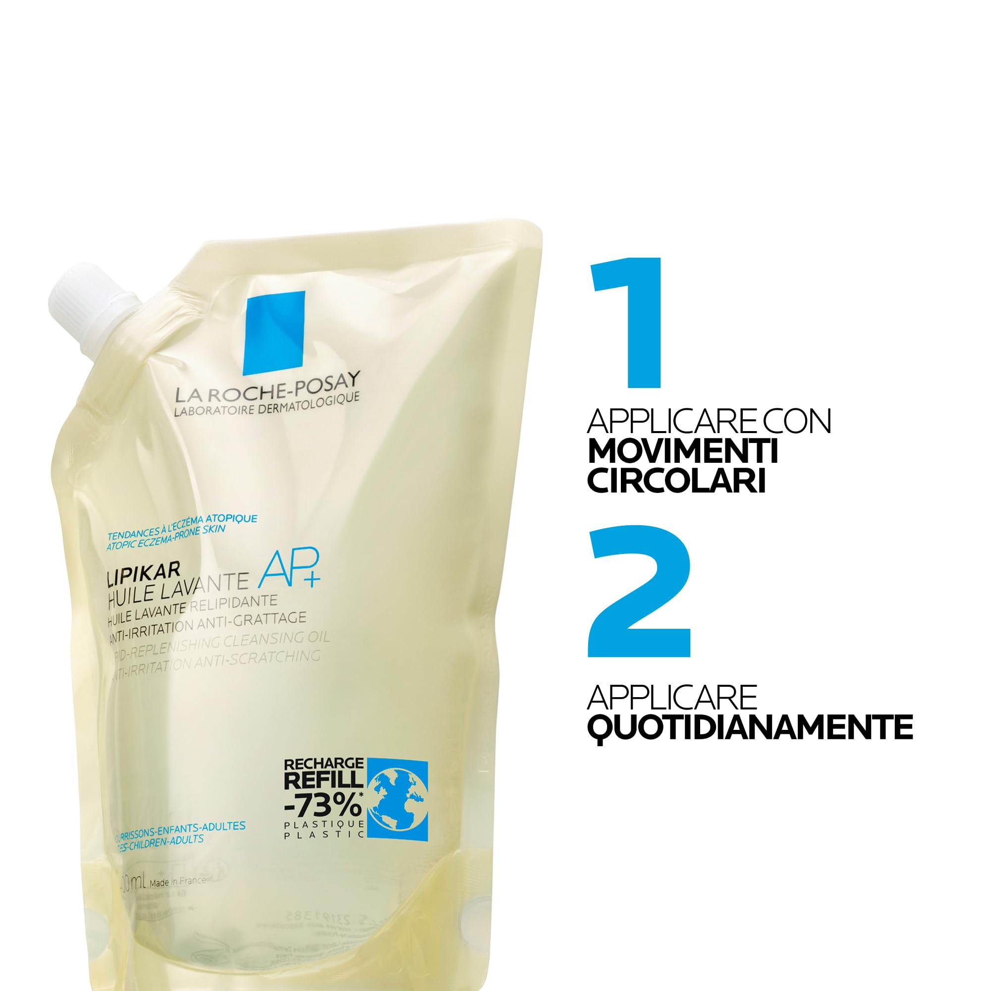La Roche-Posay Lipikar Olio Detergente AP+ Refill Pack, Ricarica Olio Doccia, Per Pelli Sensibili, Anti-Arrossamento, Ultra-Idratante, Con Aqua Posae Filiformis, Burro di Karité, Niacinamide, 400 ml
