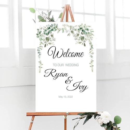 Miniatura 7 de Letrero de bienvenida de boda de cristal decorativo, letrero de bienvenida a nuestra boda, tablero de boda rosa cremoso y dorado, letrero de boda al