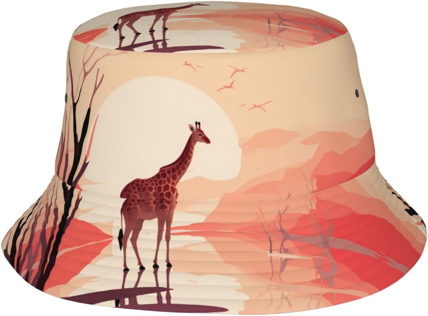 Walking Giraffe Prints Summer Outdoor Travel Bucket hat, a Beach Sun hat Suitable for Both Men and Women Black