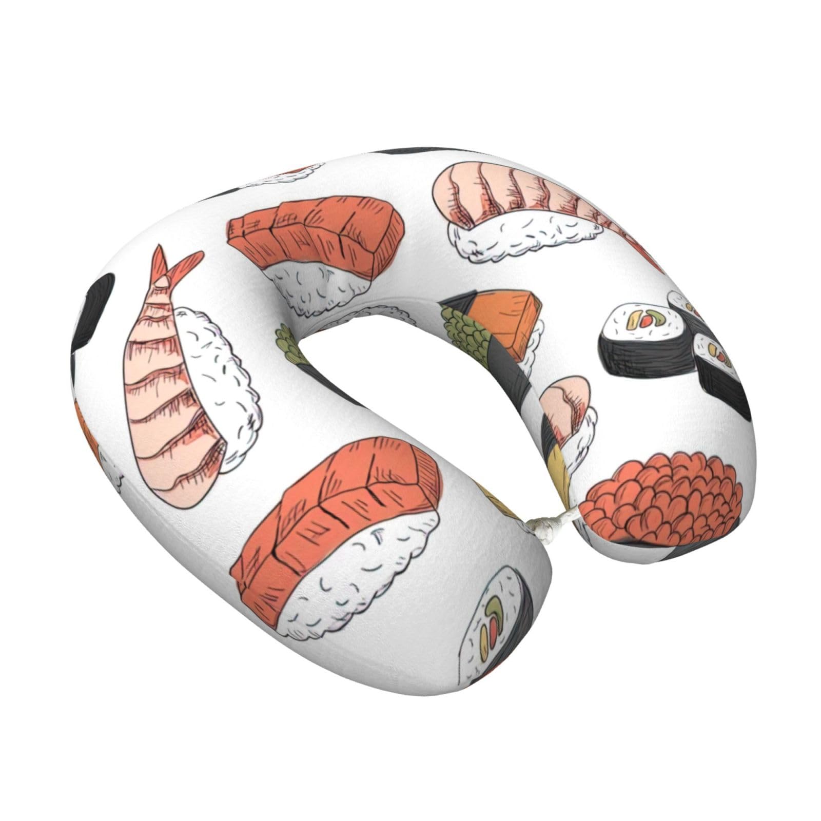 Yyoretp Sushi Print Travel Pillow Pure Memory Foam Neck Pillows Portable Headrest for Airplane