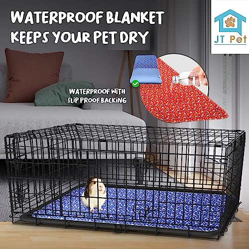 Image of Guinea Pig Cage Liner - Pack of 4 Washable Pee Pads for Dogs, Smooth Fleece Guinea Pig Bedding for Cage & Crates, Reusable & Waterproof Puppy Pee Pads - 47x24 Inches, Red Blue Piggies