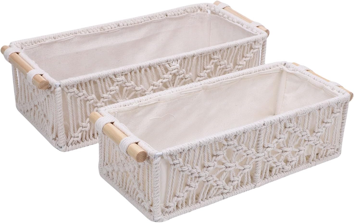 Fabater Storage Baskets, Handwoven Cotton Rope Bohemian Style Toilet Paper Basket, Woven Decorative Storage Basket with Handles for Countertop Toilet Tank Living Room Entryway