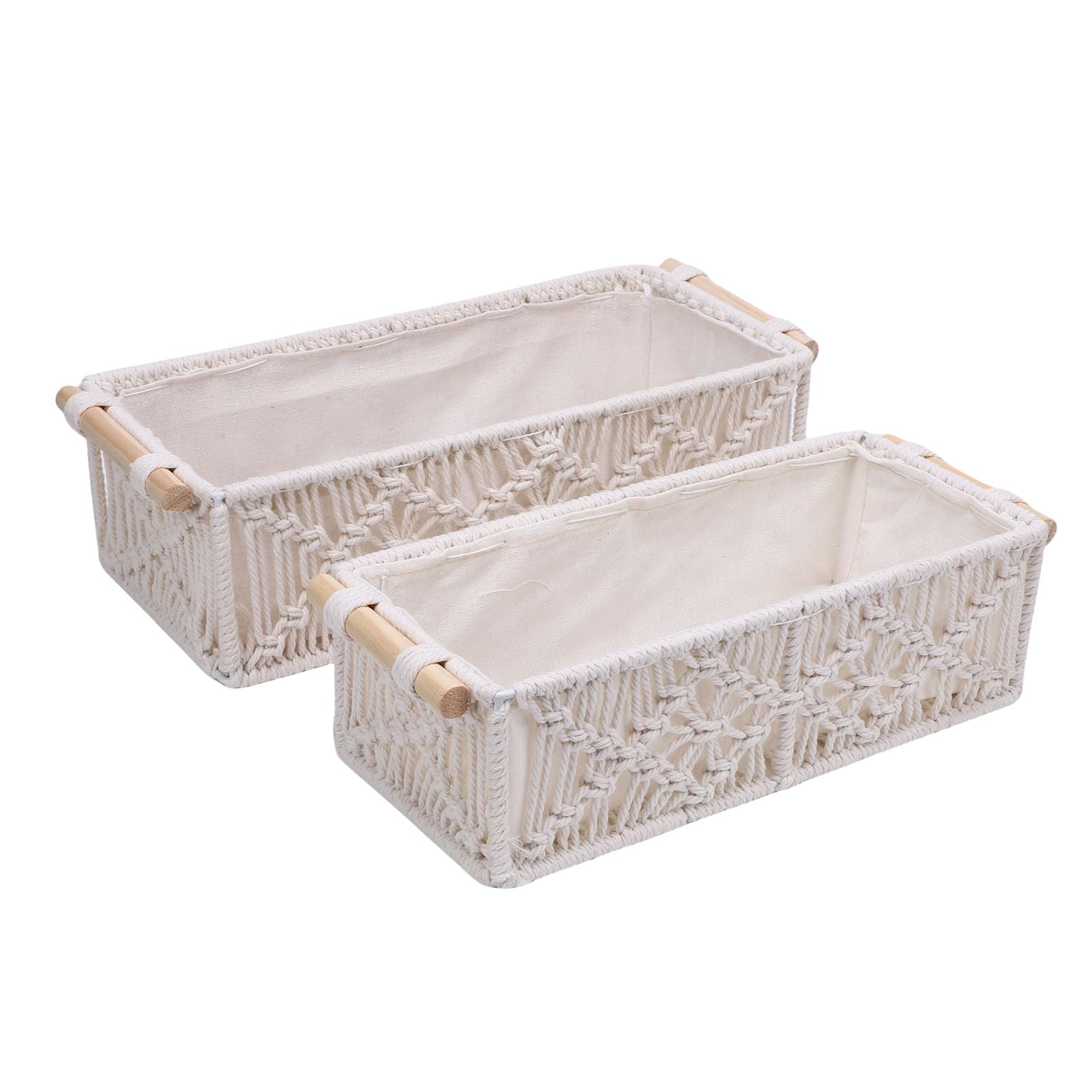 Panier de rangement bohème GOWENIC lot de 2 en rotin tissé main