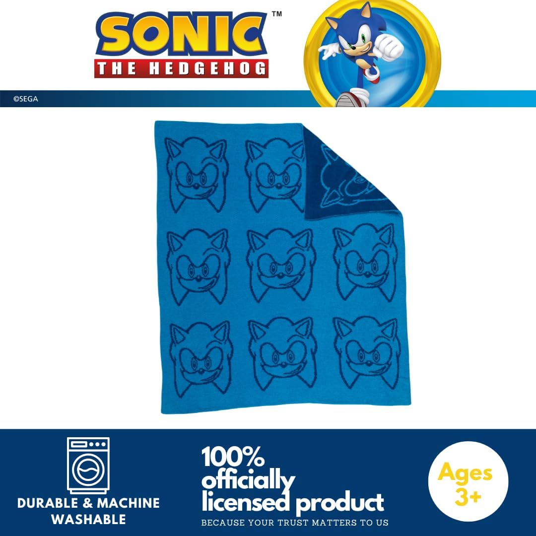 Collectibles Sonic The Hedgehog Anime Bedding Soft Cozy Chic Dreams Feather Knit Intarsia Throw Blanket, 50 in x 60 in, (Officially Licensed Product)