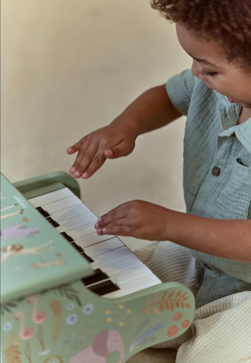 Little Dutch Kinder Piano - Klavier - Holzklavier - Holzpiano - für Jungen und Mädchen ab 3 Jahren - Unisex - Safari Friends - grün