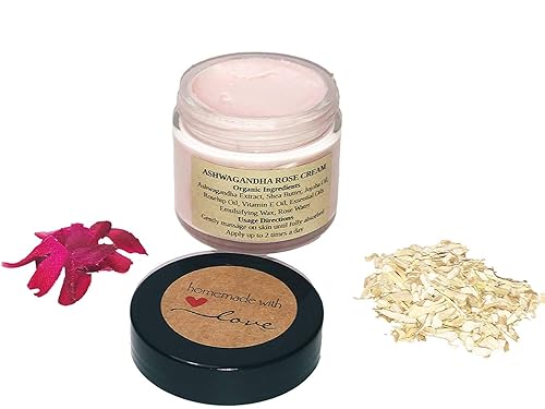 Crema facial orgánica de ginseng indio con aceite de rosa mosqueta y vitamina E, hidratante facial, crema facial antienvejecimiento, crema facial de