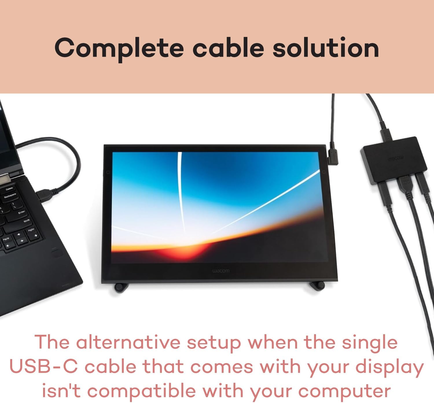 Wacom Converter Kit, HDMI to USB-C Connection Solution for Wacom One 14 and Movink 13 Displays