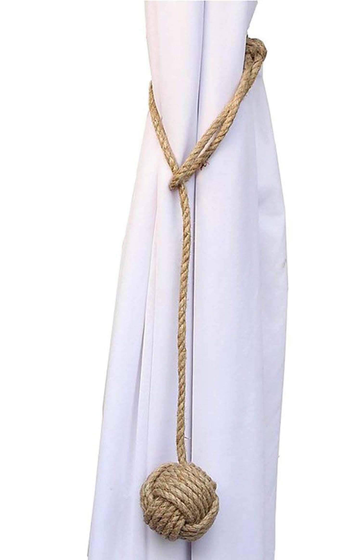 Galaxy Indiacraft Jute Rope Curtain Tie Backs I Panels I Scraves I Swag I Tiers I Valances (Natural, 2)