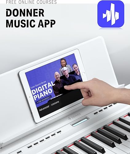 Vista 18 de Donner DEP-20 - Piano digital para principiantes, 88 teclas, tamaño completo, teclado de peso completo, piano eléctrico portátil con pedal