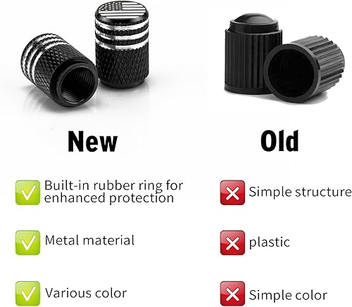 Miniatura 6 de SINGARO Tapón de válvula de bandera estadounidense, 12 tapas de neumático selladas de goma de aleación de aluminio, universal para automóviles,