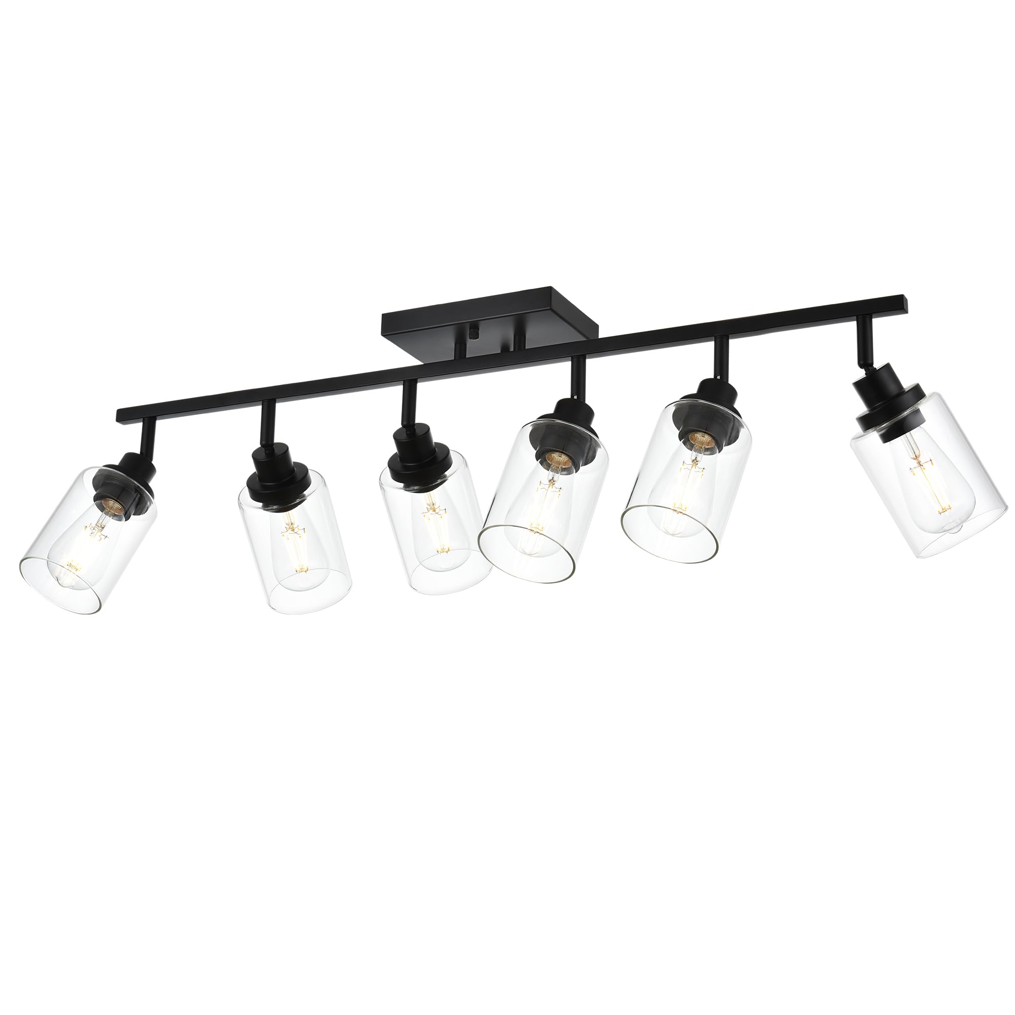 Wanluce 6-Light Track Lighting Kit Black Track Lighting Fixtures Bathroom Wall Sconces Ceiling Mount Kitchen Tracking Lights, Rotatable Spotlight with