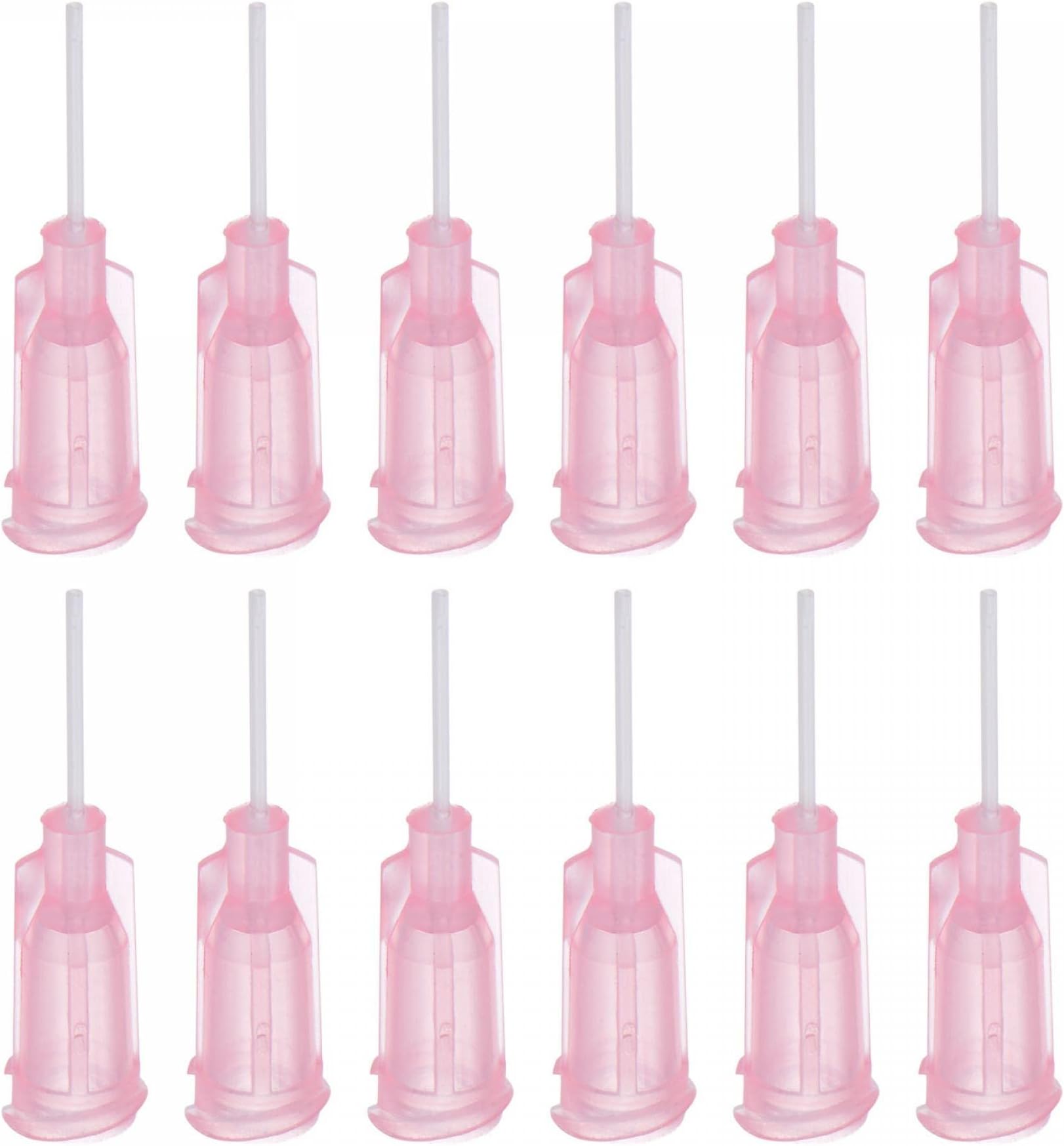 uxcell 20 Pcs 20G Plastic Dispensing Needles, 1/2" PTFE Glue Needle Tube Blunt Luer Lock Tips with PP Flexible Needle for Liquid Glue Gun, Pink