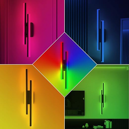 VBTJWRFE LED Wall Lights Dimmable RGB Colour Changing Mood Lights 16W Specialty Decorative Sconces Color Lighting Remote Control/APP Control Indoor Sconces Aluminum Wall Lamp for Living Room Bedroom lofty photo 3