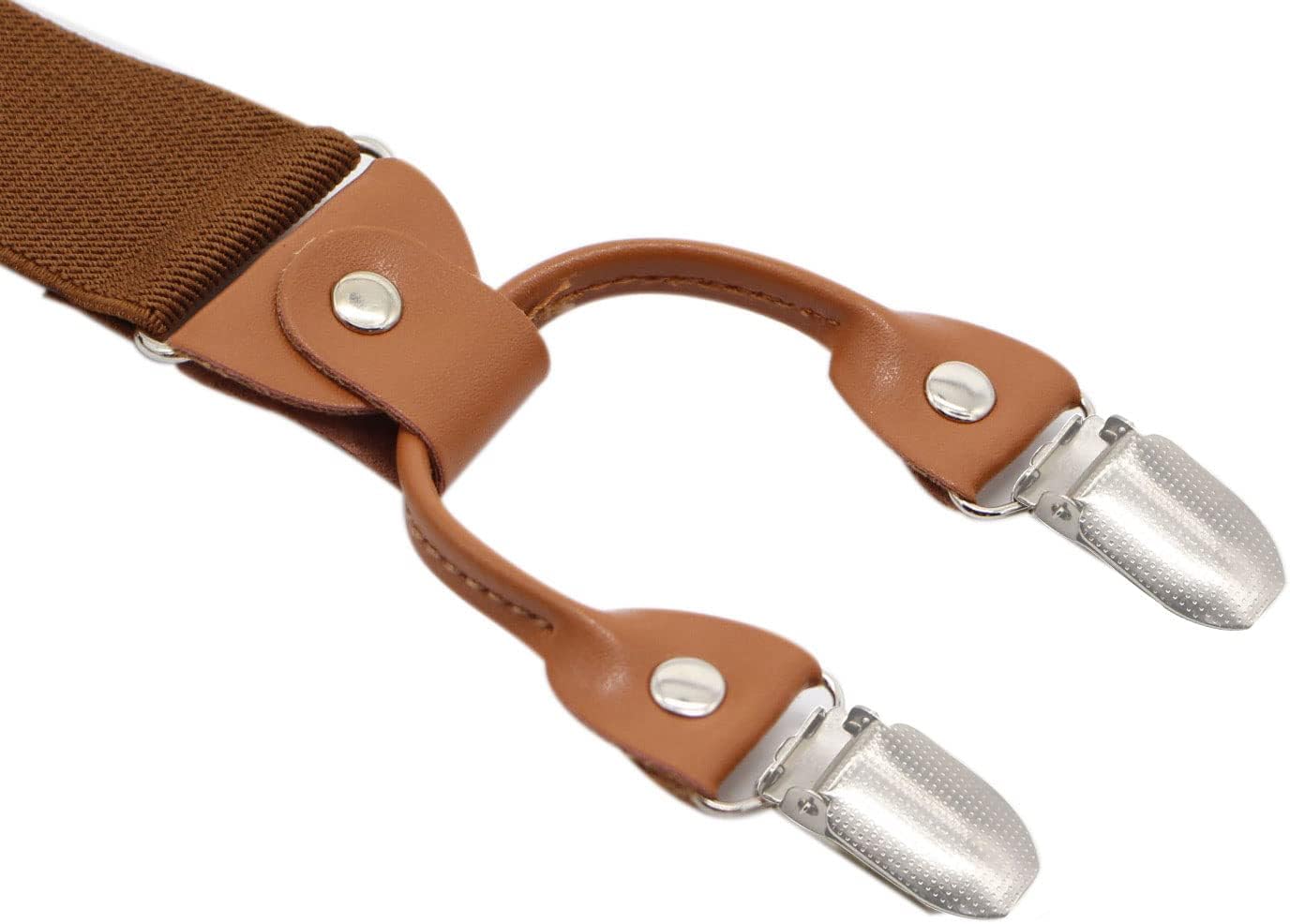 Timiot Men’s Y-Back 4 Metal Clip Elastic Wide Suspenders Perfect For Both Casual&Formal Coffe