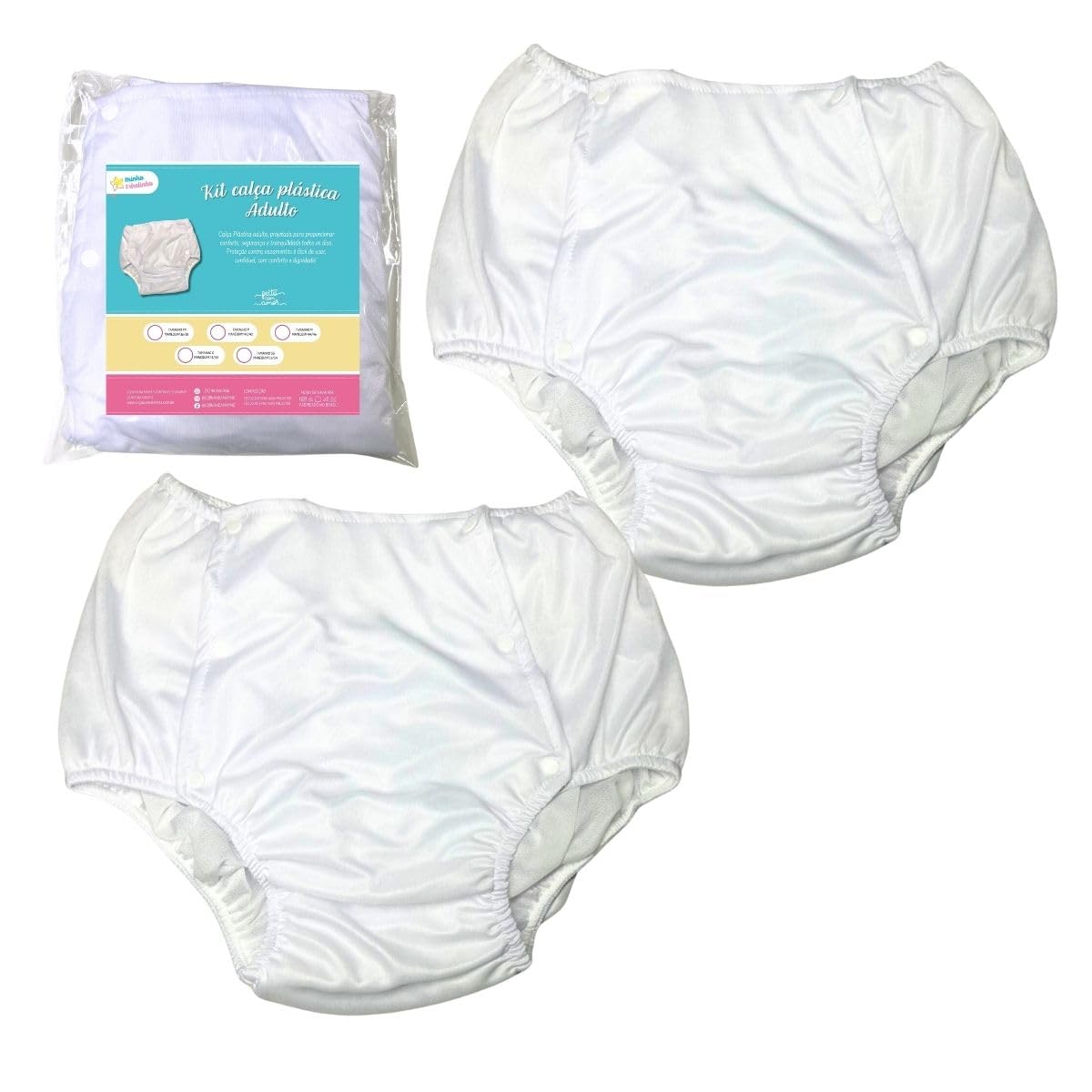 Kit 2 Protetores de Fralda Geriatrica Plástica Reutilizável Diurno Norturno tecido