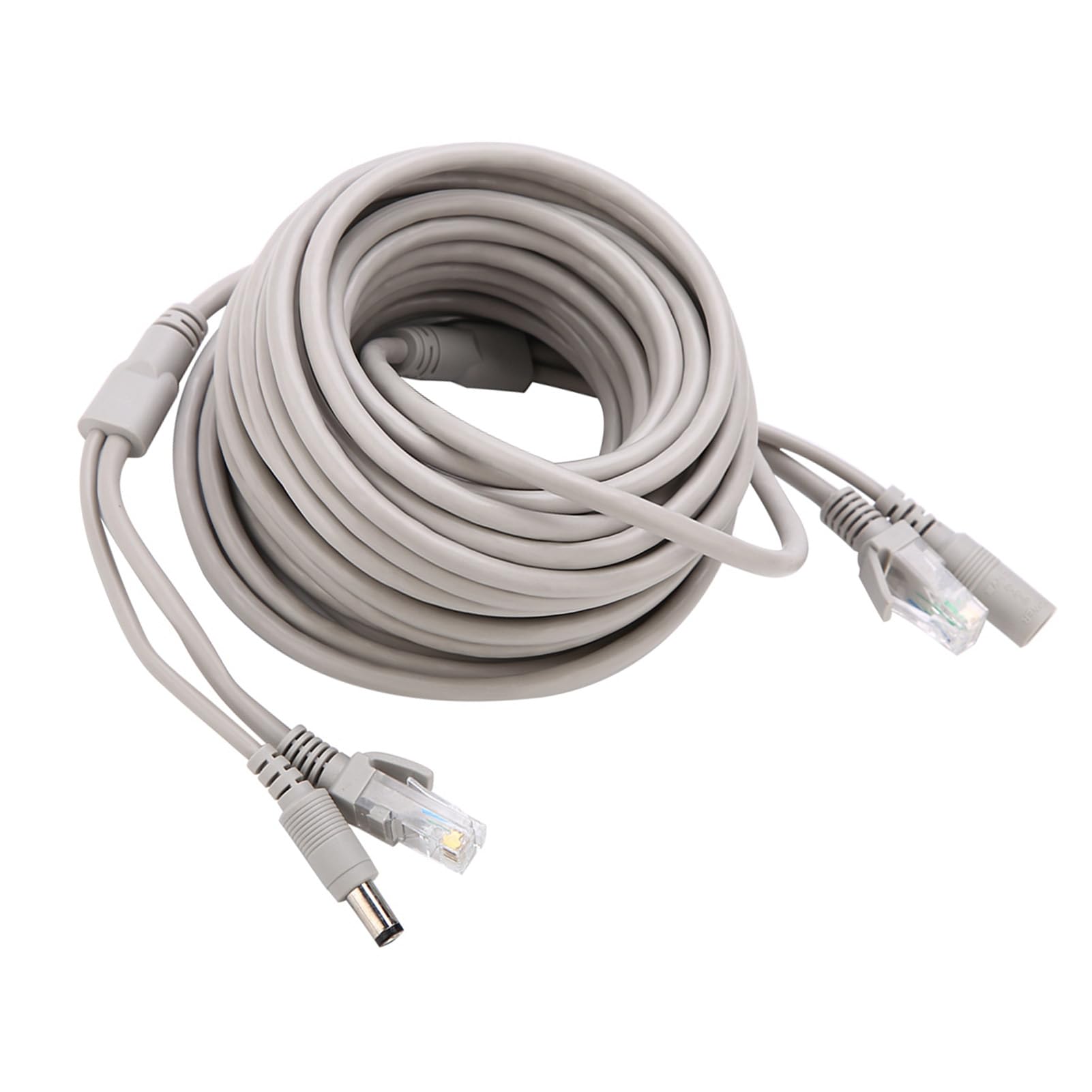 Câble de Surveillance RJ45 avec Alimentation DC, Compatible Caméras IP et Systèmes NVR, 10/100Mbps, pour Installation Intérieure et Extérieure