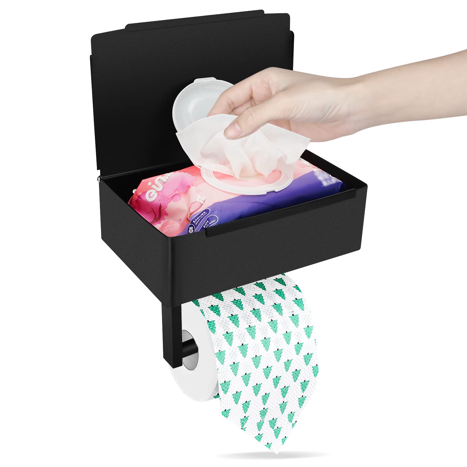 Buy KONKY Matte Toilet Paper Holder with Shelf, Wipes Dispenser