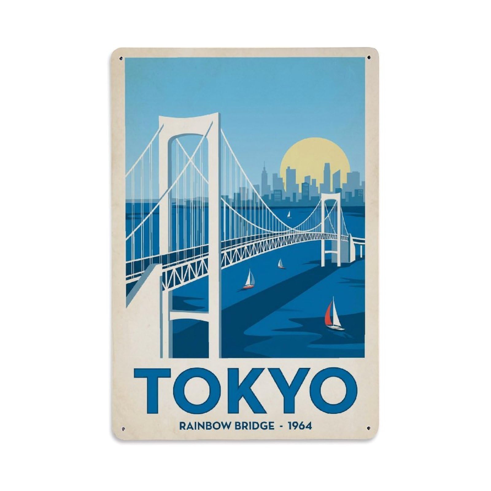 Gead 8X12inch Style Vintage Travel Tokyo Japan Bridge Metal Tin Sign