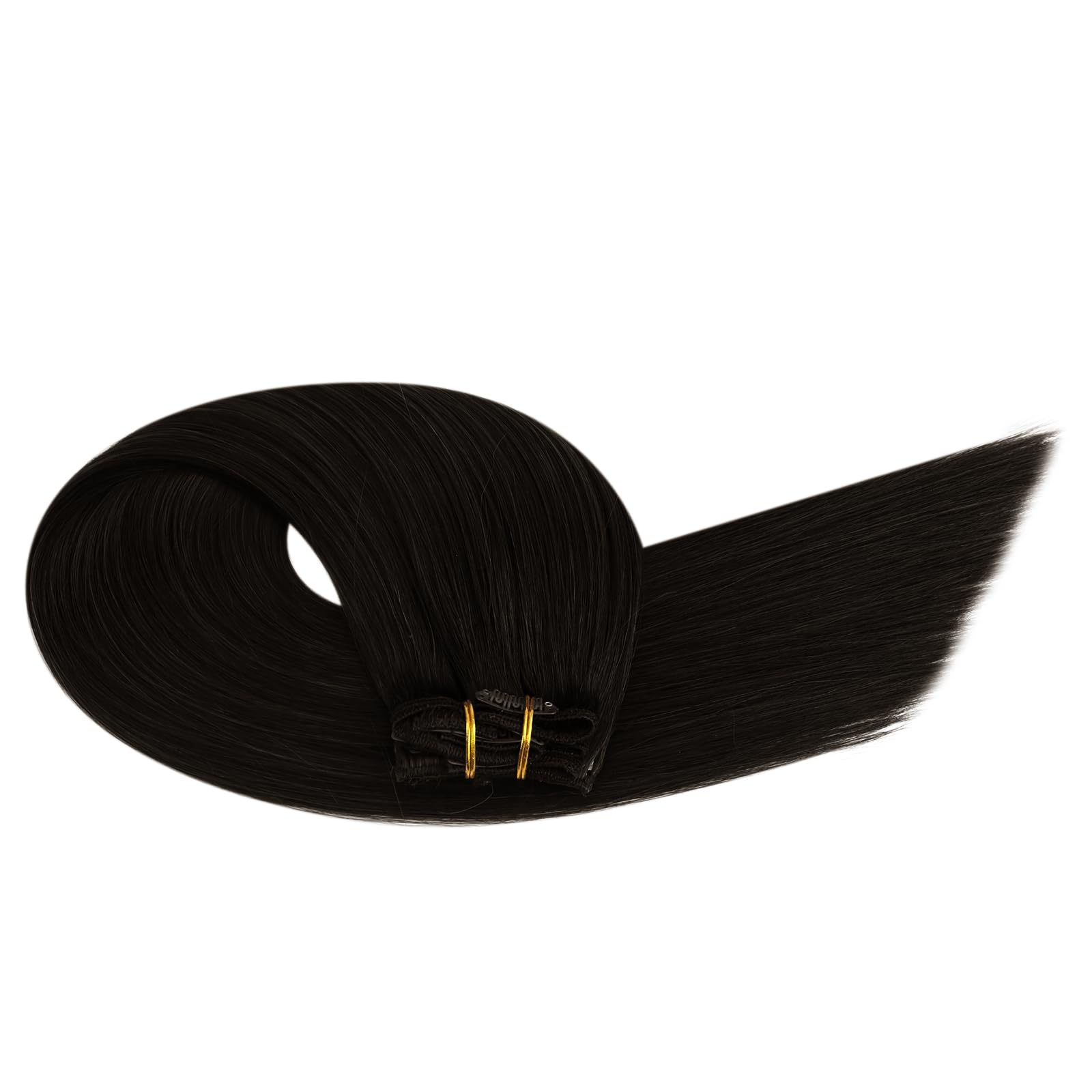 Ugeat Przedłużanie Włosów Clip in, Włosy Ludzkie, Ciemny Brąz, 45 cm 7 sztuk 120g, Włosy Clip in Extensions Brąz, Remy Naturalne Proste