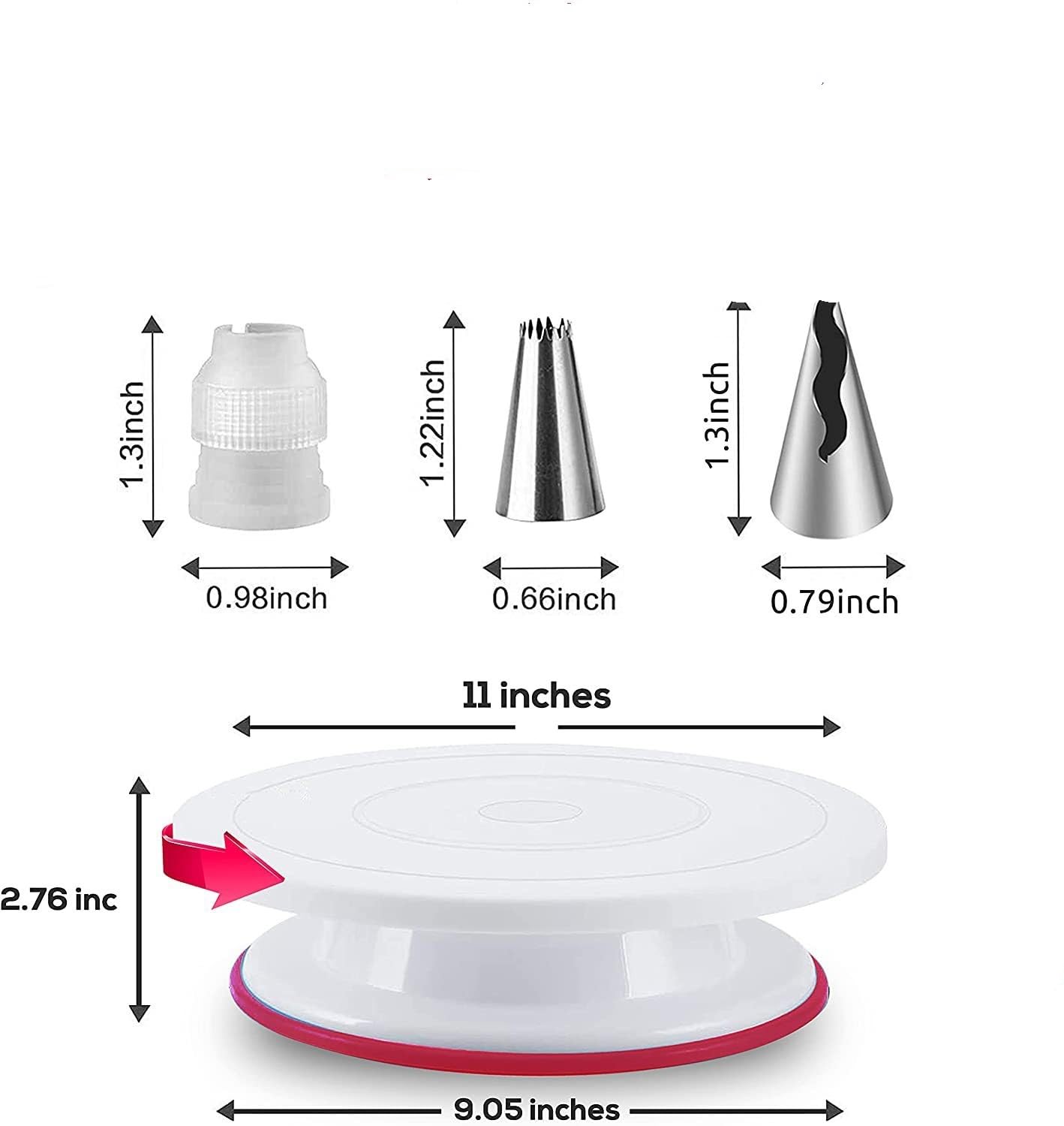 Kit de herramientas para decoración de pasteles, tocadiscos giratorios, juego de soporte, espátula, puntas de tubería, fondant, herramienta para hornear pastelería, 200 piezas