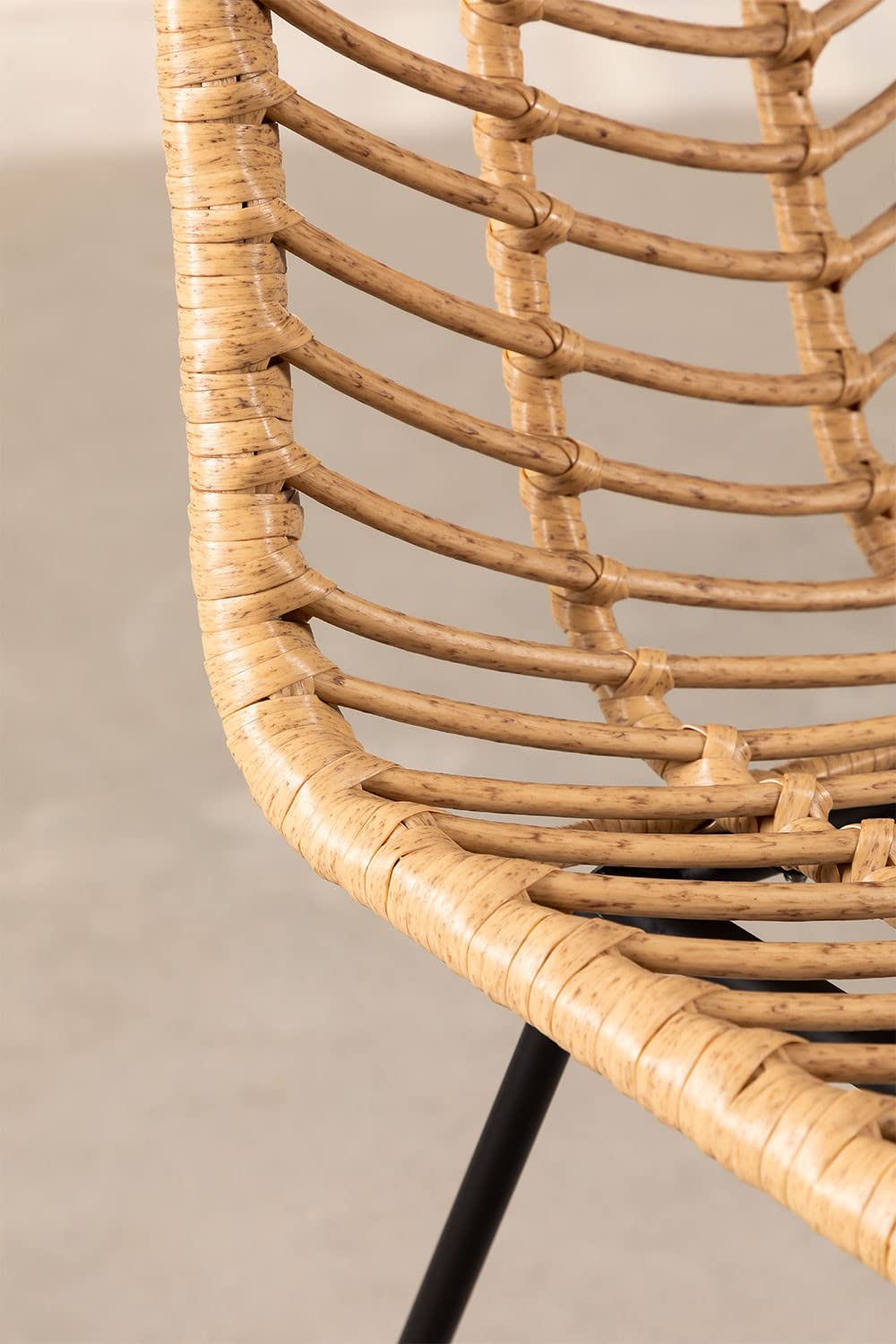 SKLUM Lot de 2 Tabourets Hauts en Rotin Synthétique Gouda Naturel Naturel Noir ↑75 cm
