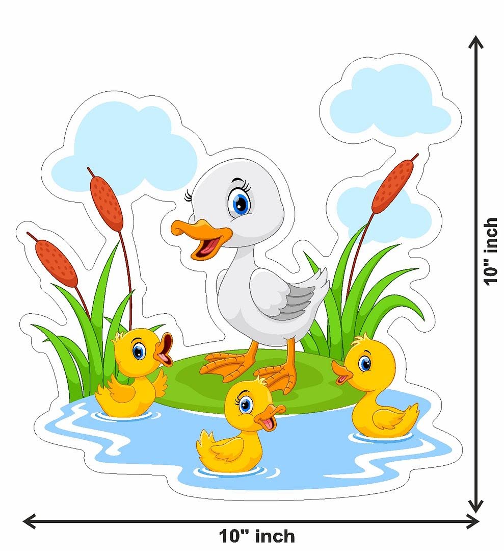 CVANU Beautiful White and Yellow Ducks Design Toilet Seat Stickers Decals Self-Adhesive Removable PVC Vinly Waterproof (10x10) inch, Pack of 2 1