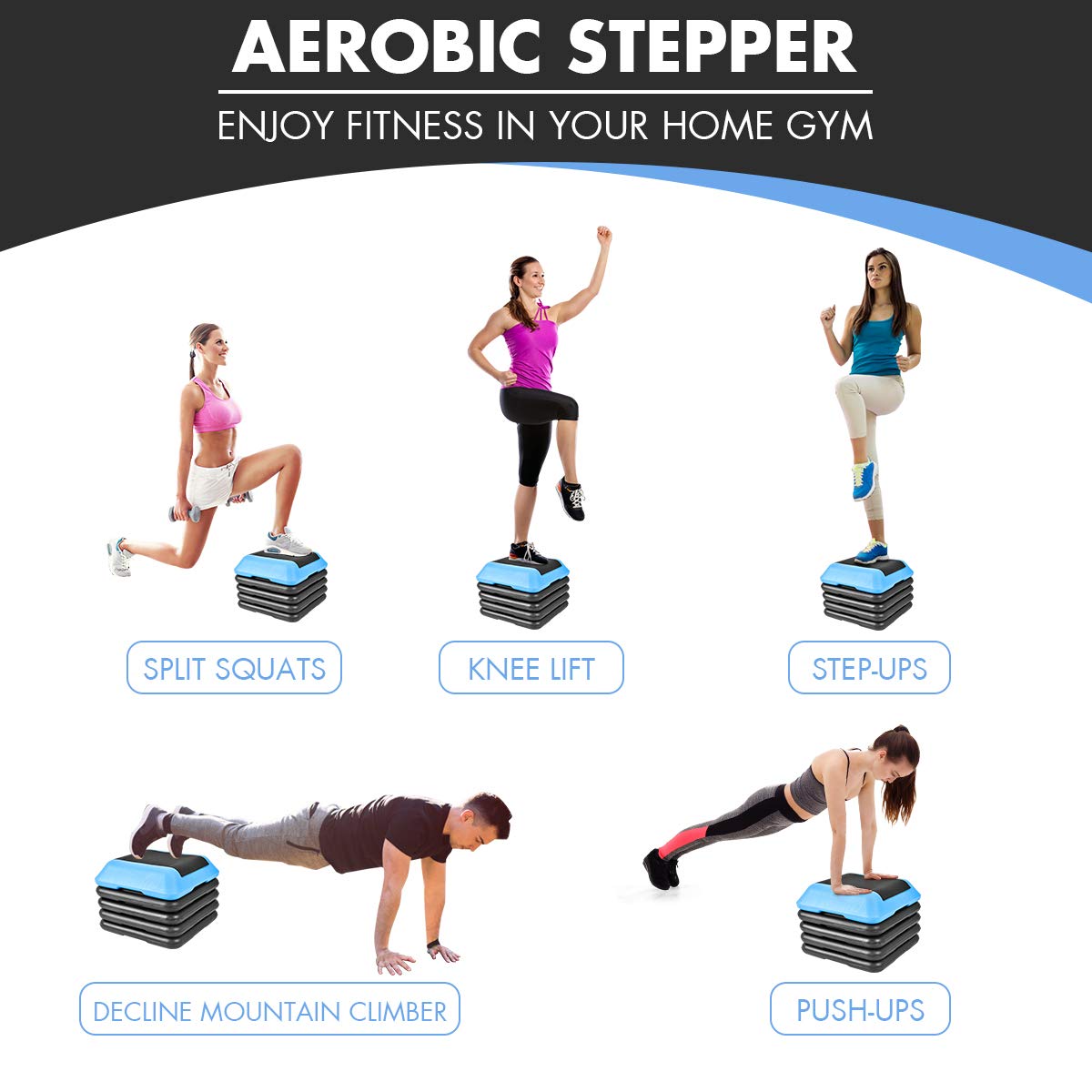Piattaforma Step Aerobico SEGAWE Antiscivolo Con 4 Montanti – Allenamento Ad Alta Intensità